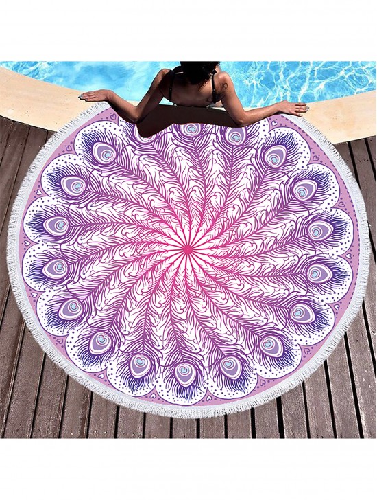 Feather Round Beach Towel
